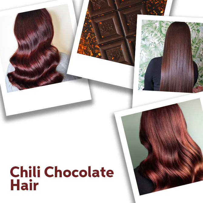 Close up of Chili Chocolate hair