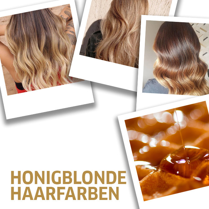 Collage von honigblonden Looks, kreiert mit Wella Professionals.