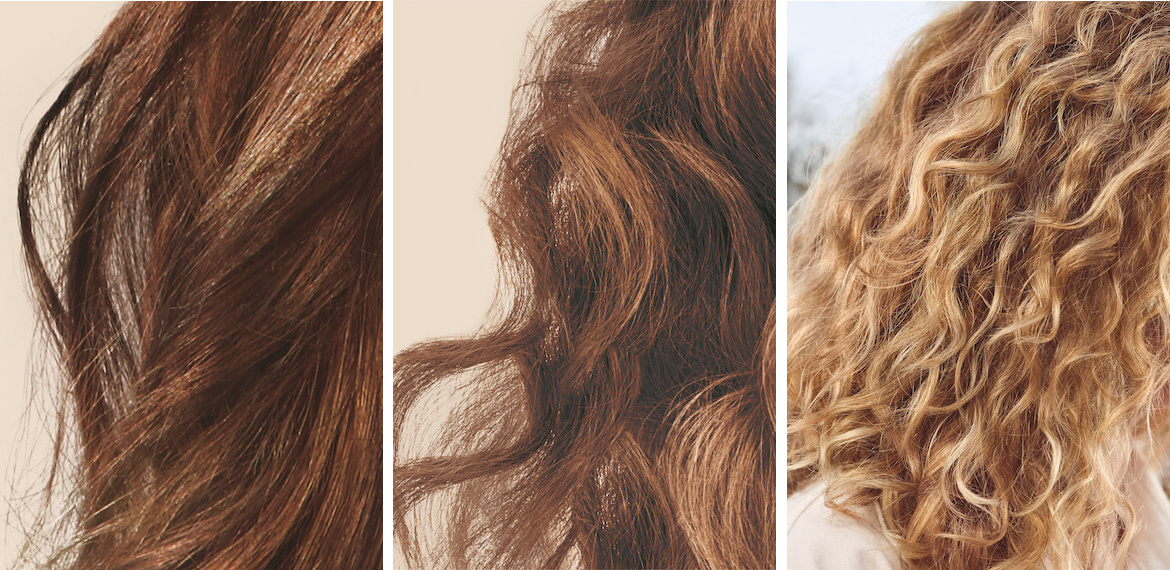 From left to right, 3A, 3B and 3C curly hair types Photos showing the difference between 3A, 3B and 3C curly hair types, by Wella Professionals