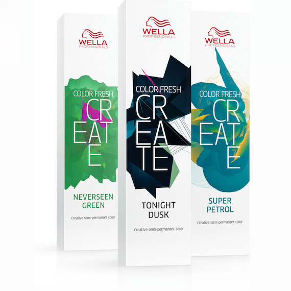 Wella Color Fresh CREATE colours, including Neverseen Green, Tonight Dusk and Super Petrol.