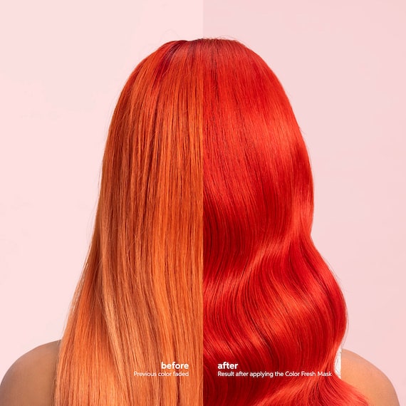 Before and after of the Wella Professionals Color Fresh Mask in Red.