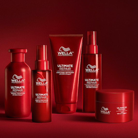 The ULTIMATE REPAIR collection, featuring the Shampoo, Miracle Hair Rescue, Conditioner, Protective Leave-In and Mask.