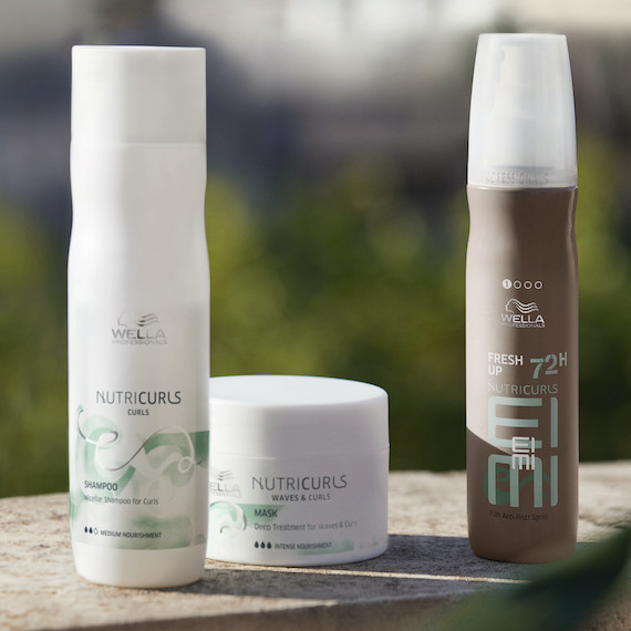 Collection of Wella NutriCurls products.