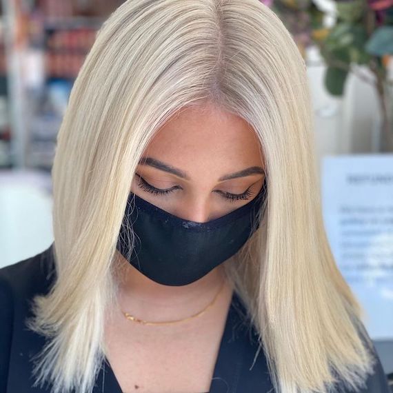 ‘After’ shot showing model’s cool nordic blonde hair