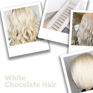 White chocolate hair colour, created using Wella Professionals 