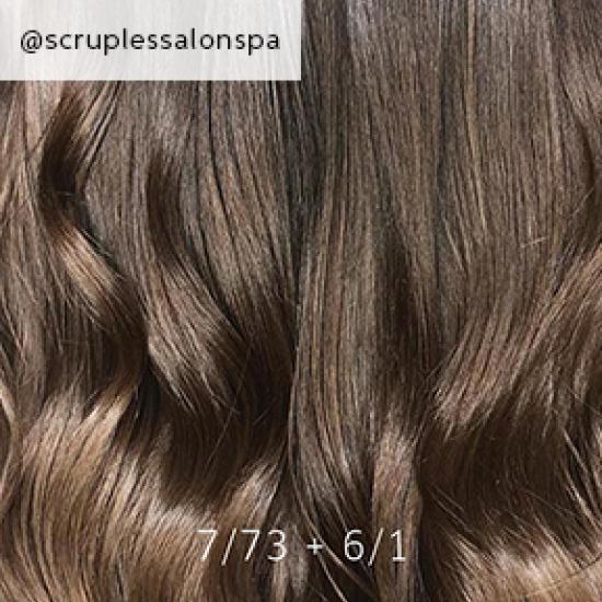 Close-up of dark brown sombre hair, created using Wella Professionals.
