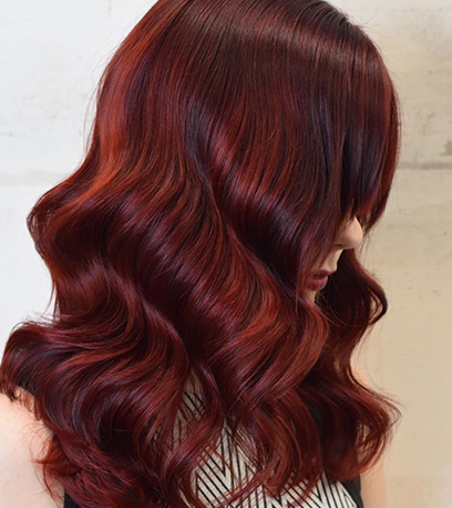 Velvet mulled wine hair, created using Wella Professionals
