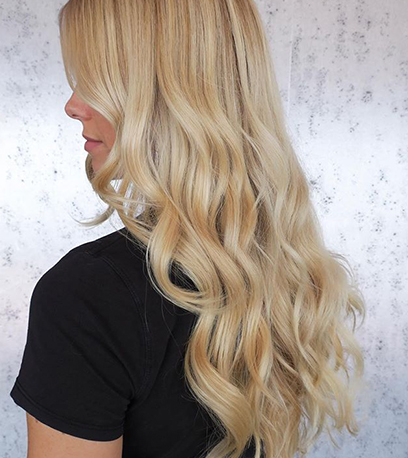 Vanilla blonde hair, created using Wella Professionals