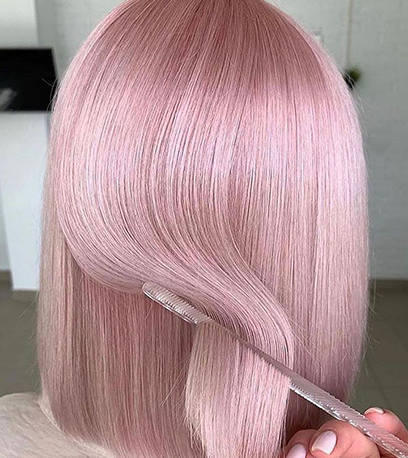 Metallic pink hair, created using Wella Professionals