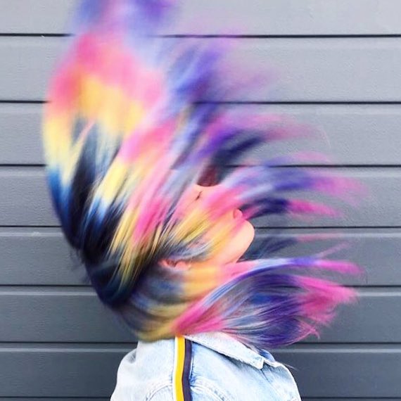 Model with ombre rainbow hair created with Color Fresh Create