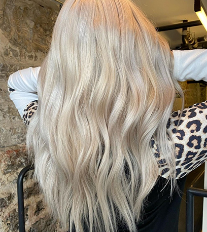 Icy white chocolate hair, created using Wella Professionals